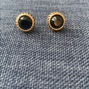 Lucky Brand Gold with Black Stone Stud Earrings